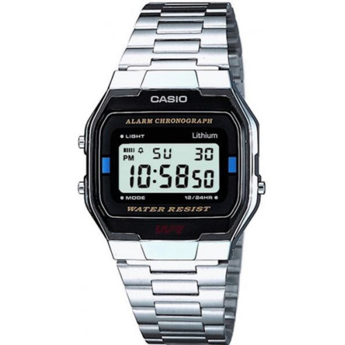 Reloj retro plateado de moda CASIO para hombre y mujer A163WA-1QES