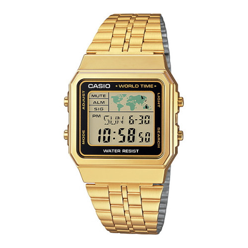 Reloj de moda retro dorado digital CASIO para hombre y mujer A500WEGA-1EF