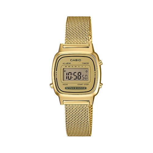 Reloj retro vintage con cadena de malla color dorado CASIO LA-670WEMY-9E