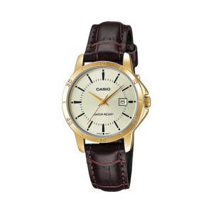 Reloj Señora Casio dorado con correa de piel LTP-V004GL-9A