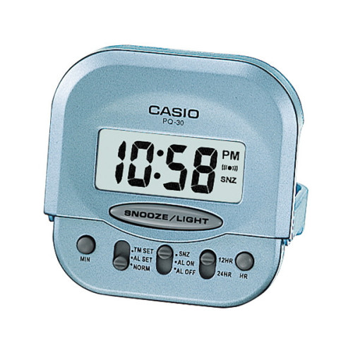 Despertador pequeño Digital para Viaje cuadrado color azul CASIO PQ-30-2D