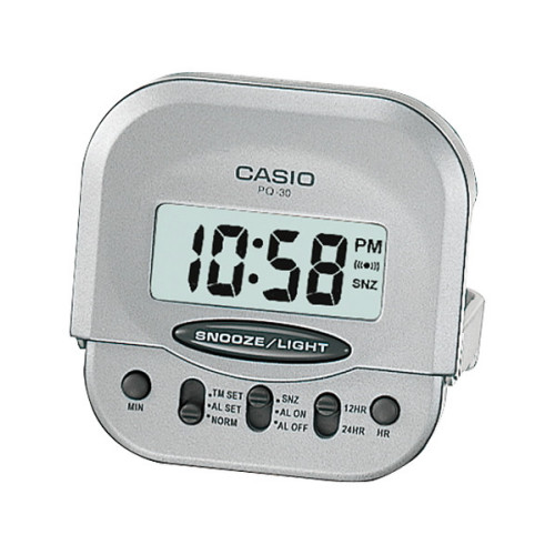 Despertador pequeño Digital para Viaje cuadrado color plata CASIO PQ-30-8D
