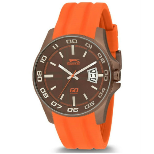 Reloj deportivo elegante para hombre Slazenger con correa naranja y calendariol de caucho SL.01.1198.1.04