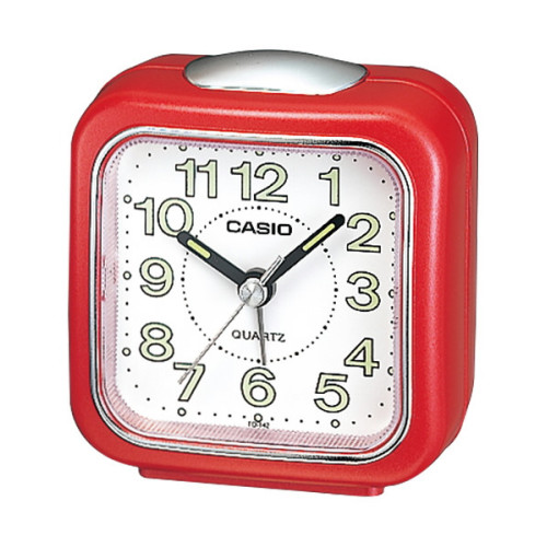 CASIO Despertador barato color rojo analógico con alarma de sonido zumbador y luz  TQ-142-4D