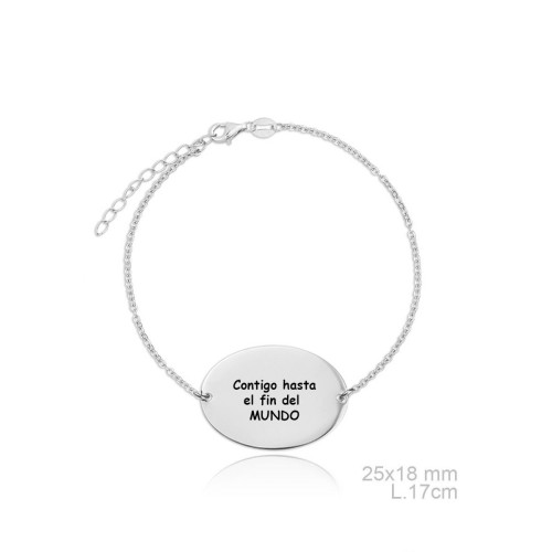 Pulsera personalizable plata con placa ovalada