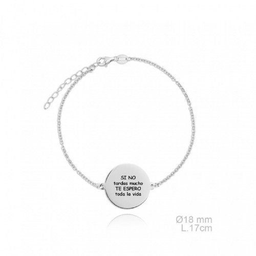 Pulsera plata con placa personalizable a eligir