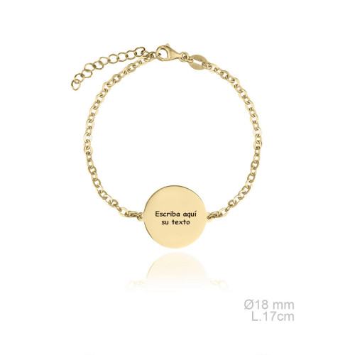 Pulsera plata dorado con placa personalizable a eligir