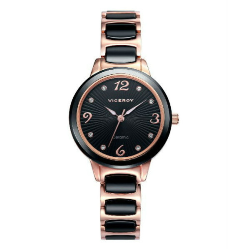 Reloj Pulsera muy elegante con combinacion de oro rosa y ceramica para señora Viceroy 471004-55