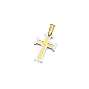 Cruz Oro Bicolor Sin Cristo 18K