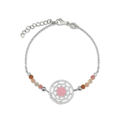 Pulsera Plata Mama Estrella Rosa Piedras