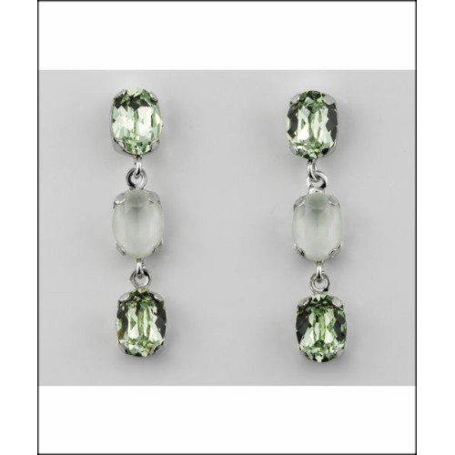 Pendientes Largos Plata Cristal Swarovski Verde LARRÉ PLATA