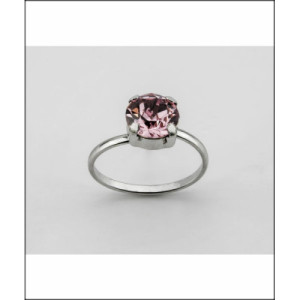 Sortija Plata Solitario Rosa Swarovski LARRÉ PLATA