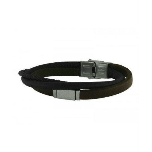 Pulsera Hombre Acero Combinada Marrón Negro Tiras LISKA