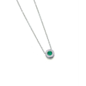 Garganatilla Oro Blanco Circonitas Esmeralda 18K