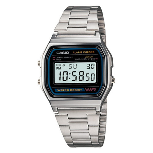 CASIO Reloj retro vintage de moda unisex plateado A-158WA-1DF