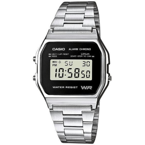 Reloj retro vintage CASIO de moda unisex plateado A158WEA-1EF