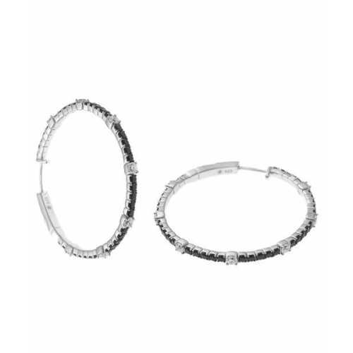 Aros Plata Circonitas Blancas Negras 36mm SALVATORE