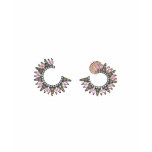 Pendientes Plata Baño Rosa Rutenio Circulo Circonitas Colores SALVATORE