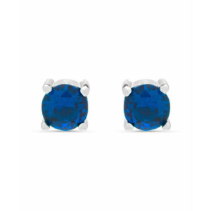 Pendientes Piercing Plata BRANDSA Solitario Circonita Azul 4mm Rosca LUXENTER