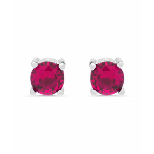 Pendientes Piercing Plata BRANDSA Solitario Circonita Roja 4mm Rosca LUXENTER