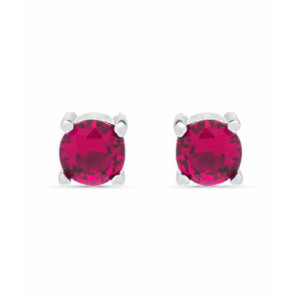 Pendientes Piercing Plata BRANDSA Solitario Circonita Roja 4mm Rosca LUXENTER