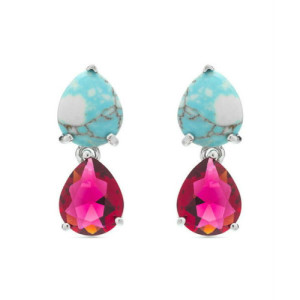 Pendientes Plata CHARCLA Turquesas Cristal Rosa LUXENTER