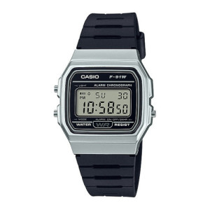 CASIO Reloj retro vintage de moda unisex color negro y plata F-91WM-7A