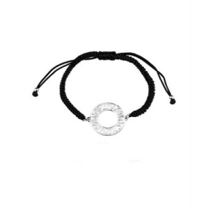 Pulsera Plata Macramé Disco Calado Mamá