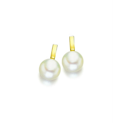 Pendientes Oro Amarillo Perla Presión 18K