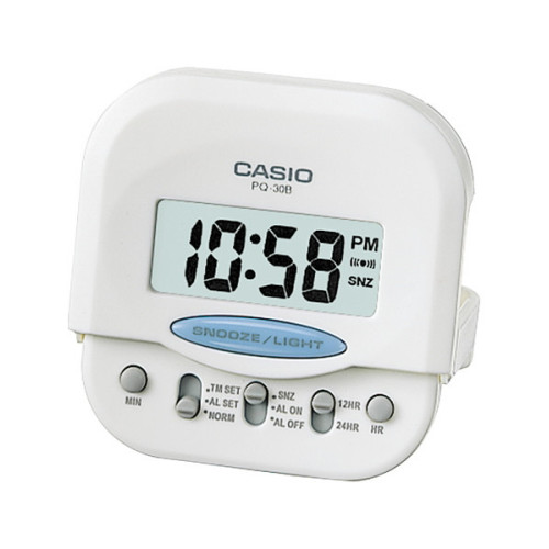 Despertador pequeño Digital para Viaje cuadrado color blanco CASIO PQ-30B-7EF