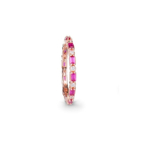 Anillo Plata Rosa Circonita Rubí Figu LUXENTER