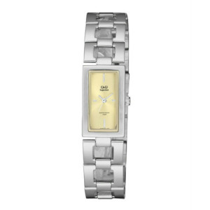 Relojes Q&Q Acero Sumergible rectangular Mujer esfera champan S299J200Y