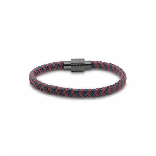 Pulsera Hombre HERECLA Metal Piel Rojo Azul LUXENTER