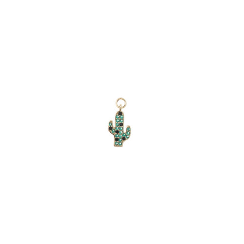 CHARM PLATA CHAPADO DORADO CACTUS CIRCON