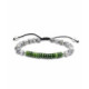 Pulsera Hombre Cordón CYSHA Metal Bolas Jaspe Gris Verde LUXENTER