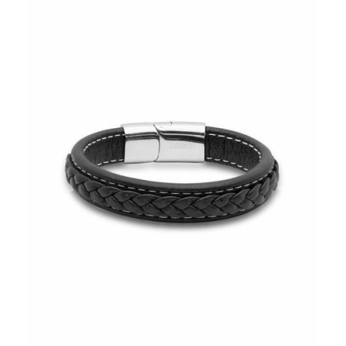 Pulsera Hombre Metal CHELEAL Piel Negro LUXENTER