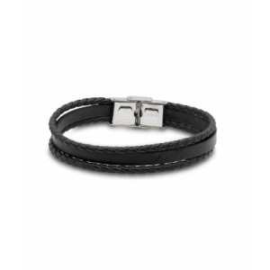 Pulsera Hombre Metal BARDHERE Piel Negro LUXENTER