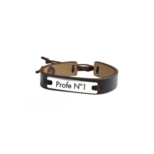 Pulsera Plata Piel Profes -PROFE N.º 1- MARDUK