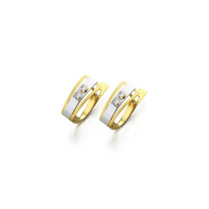 Pendientes Oro Bicolor Circonitas 18K