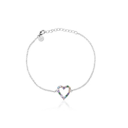 Pulsera Enamorados Plata Corazón Multicolor