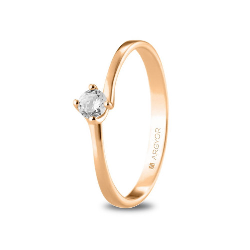 Anillo de Compromiso Solitario Argyor de Oro Rosa 18k con Circonita Central