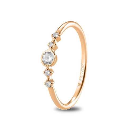 Anillo de Compromiso Argyor de Oro Rosa 18k con Circonita Central y Detalles en los Brazos