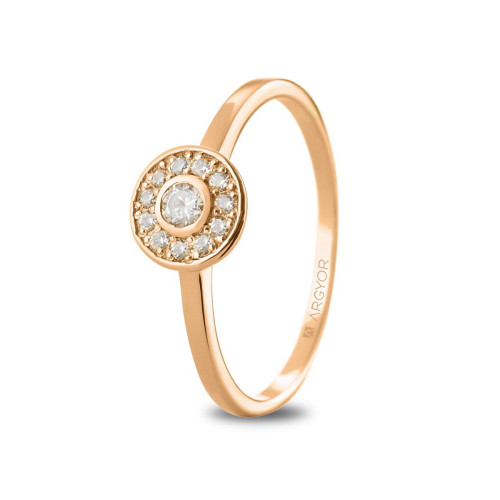 Anillo de Compromiso Argyor de Oro Rosa 18k con Circonita Central y Halo de Circonitas