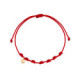 Pulsera roja 7 nudos con mini circulo oro