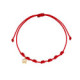 Pulsera 7 nudos nylon rojo mini flor oro