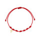 Pulsera 7 nudos nylon rojo mini cruz oro