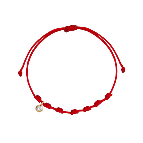 Pulsera 7 nudos nylon rojo con circonita