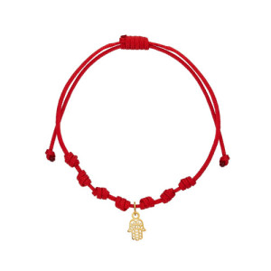 Pulsera 7 nudos nylon rojo colgante  mano hamsa