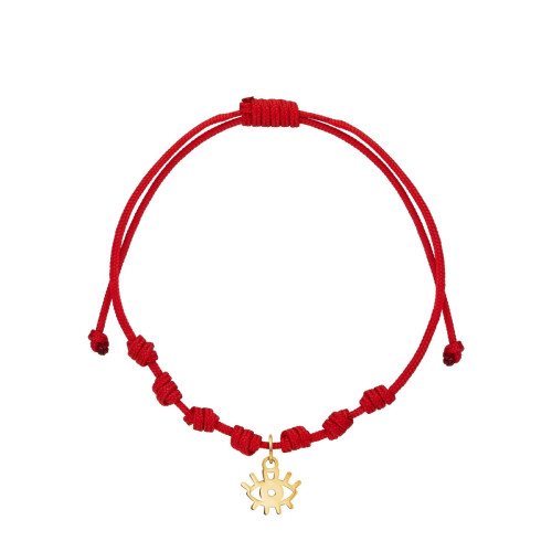 Pulsera 7 nudos nylon rojo colgante ojo nazar