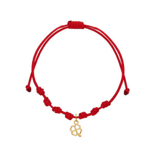 Pulsera 7 nudos nylon rojo colgante trebol suerte